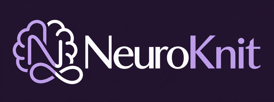 NeuroKnit — brain and yarn loop logo