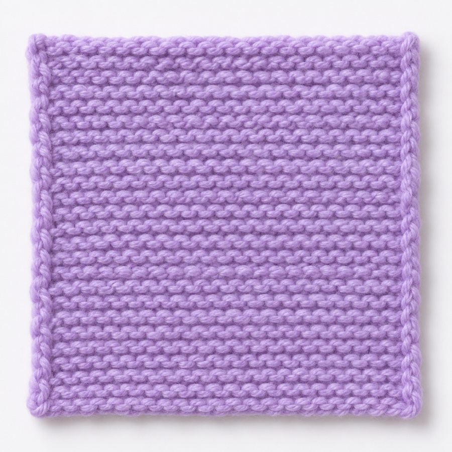 Orchid swatch showing the little horizontal bumps of a purl-facing texture